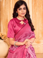 Pink Bamberg Silk Digital Print Saree